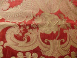 CORAGGIO TEXTILE SILK LAMPAS BUONARROTI CRIMSON RED & GOLD 3Y