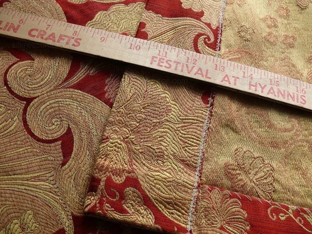 Coraggio Textile Silk Lampas Buonarroti Crimson Red & Gold 3y