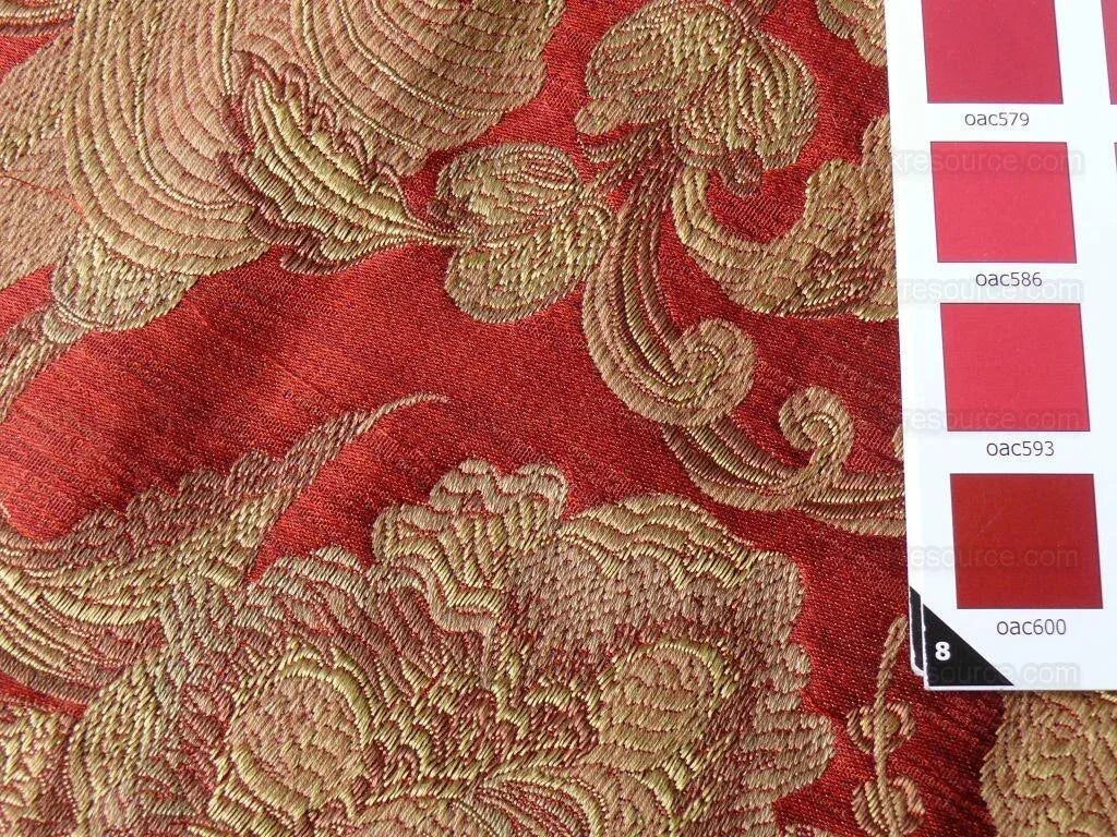 Coraggio Textile Silk Lampas Buonarroti Crimson Red & Gold 3y