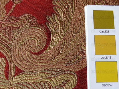 Coraggio Textile Silk Lampas Buonarroti Crimson Red & Gold 3y