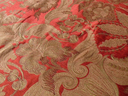 Coraggio Textile Silk Lampas Buonarroti Crimson Red & Gold 3y