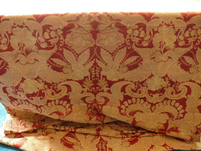 Coraggio Textile Silk Lampas Buonarroti Crimson Red & Gold 3y