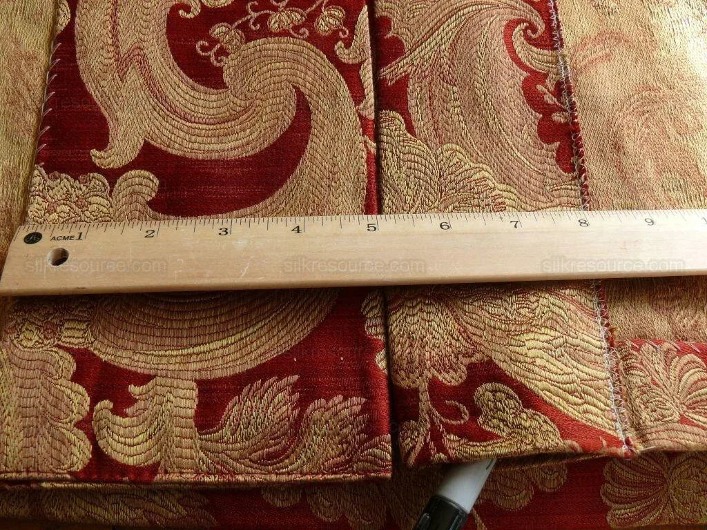 Coraggio Textile Silk Lampas Buonarroti Crimson Red & Gold 3y