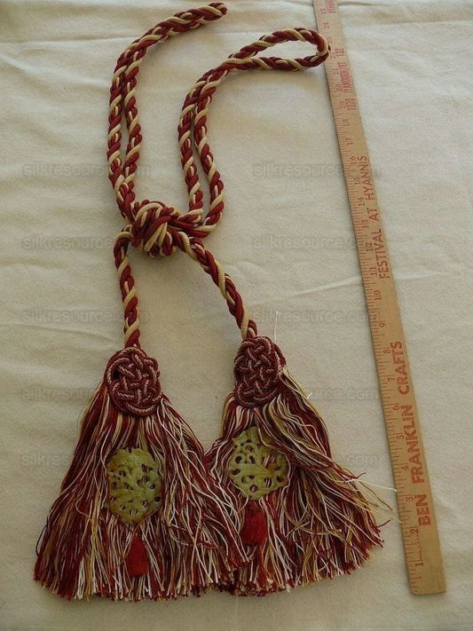 Scalamandre Duchessa Silk/jade Double Tieback Red Gold Yellow Jade MSRP USD 480/y