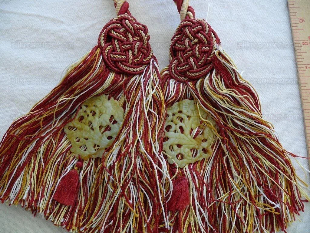 Scalamandre Duchessa Silk/jade Double Tieback Red Gold Yellow Jade MSRP USD 480/y