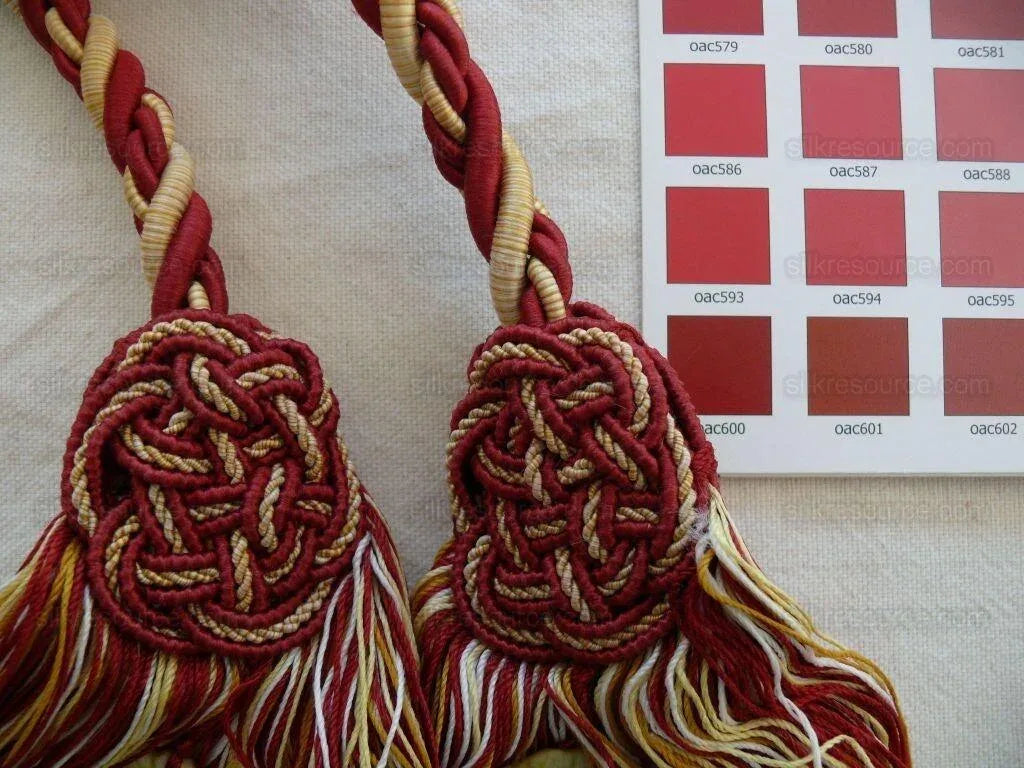 Scalamandre Duchessa Silk/jade Double Tieback Red Gold Yellow Jade MSRP USD 480/y