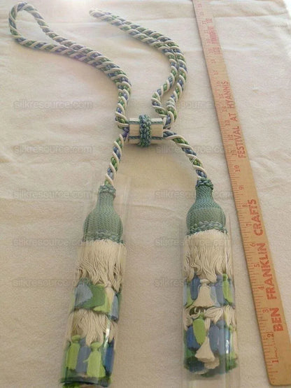 Scalamandre Lyon 100% Silk Tieback Green Blue