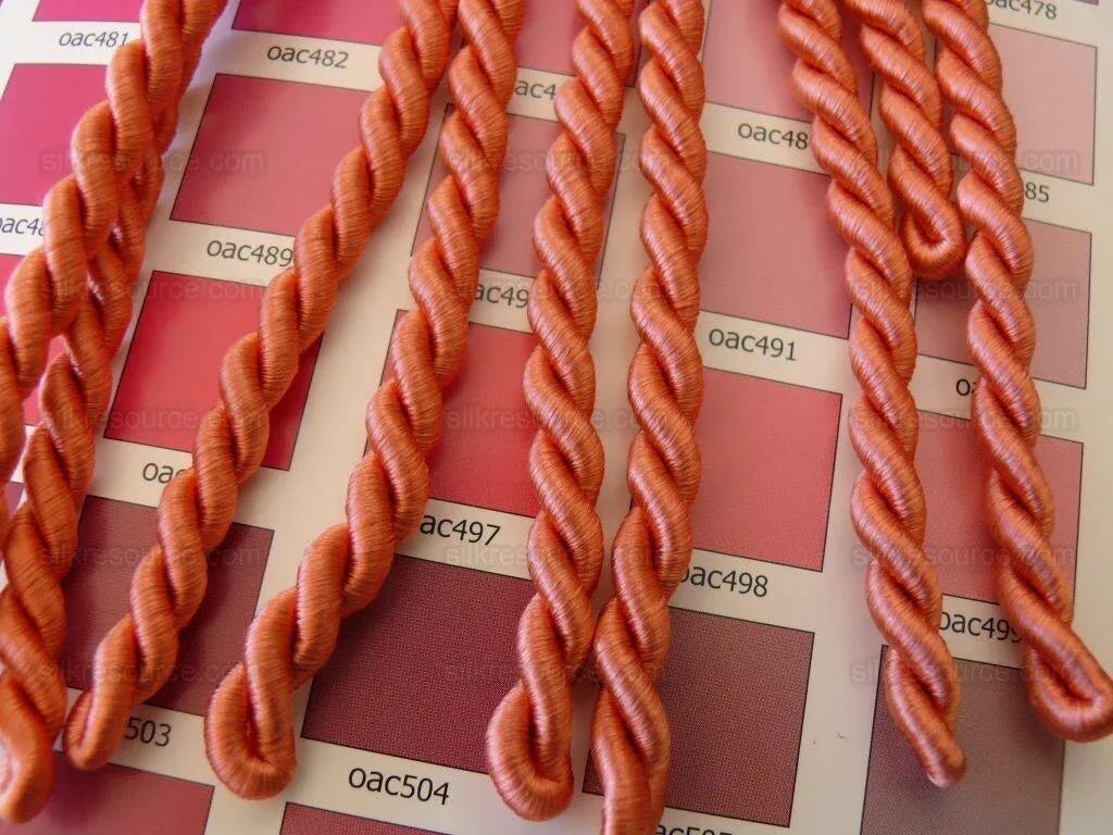 Scalamandre Lyric Buillion Fringe 100% Silk Coral &amp; Lime Pink and Green Heavy Bty MSRP USD 285/Y