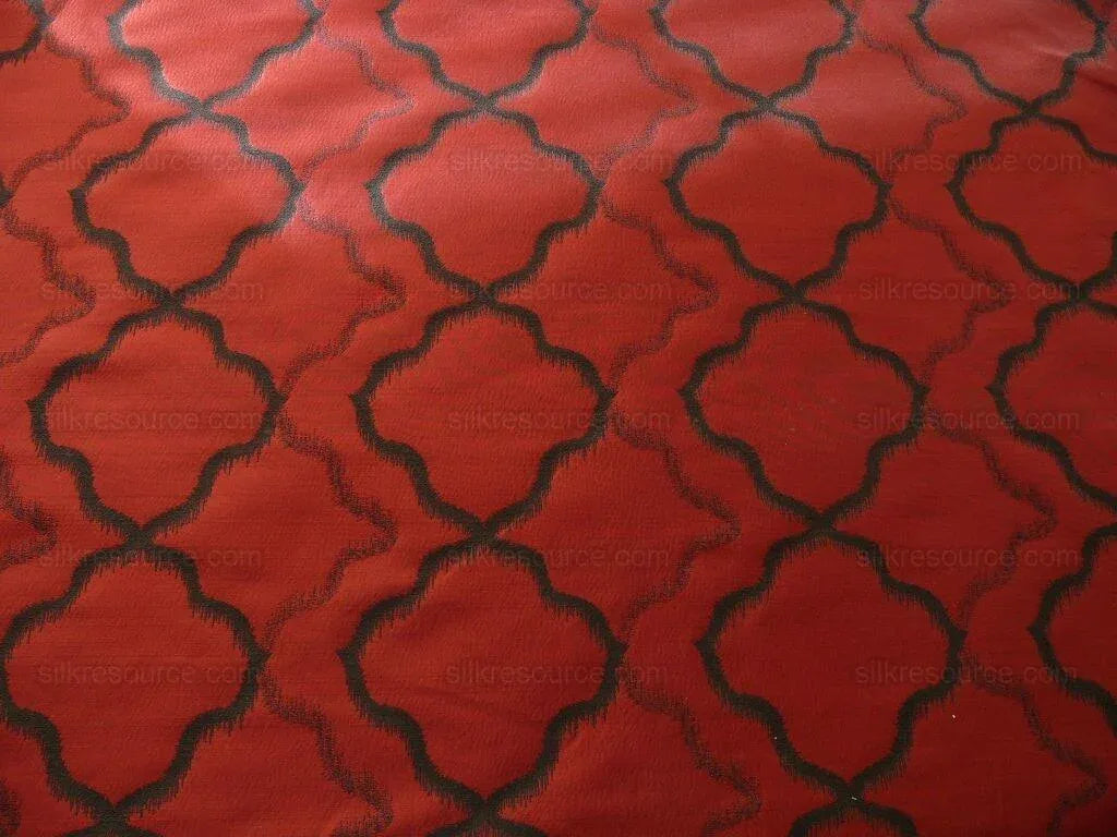 American Silk Mills Celtic Ogee Diamond Lattice Black On Crimson Red by American Silk Mills