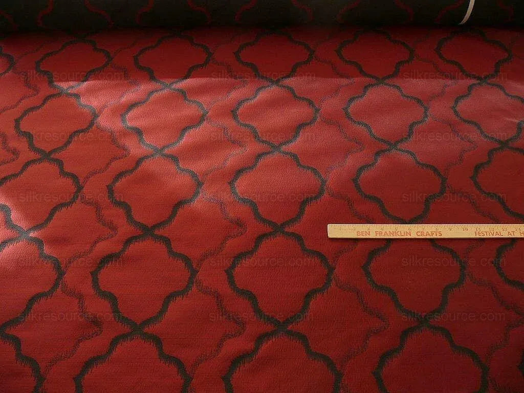 American Silk Mills Celtic Ogee Diamond Lattice Black On Crimson Red by American Silk Mills