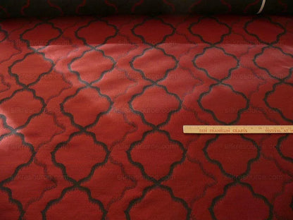 American Silk Mills Celtic Ogee Diamond Lattice Black On Crimson Red by American Silk Mills