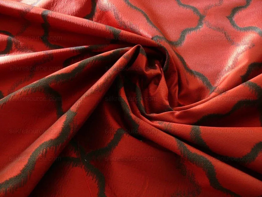 American Silk Mills Celtic Ogee Diamond Lattice Black On Crimson Red by American Silk Mills