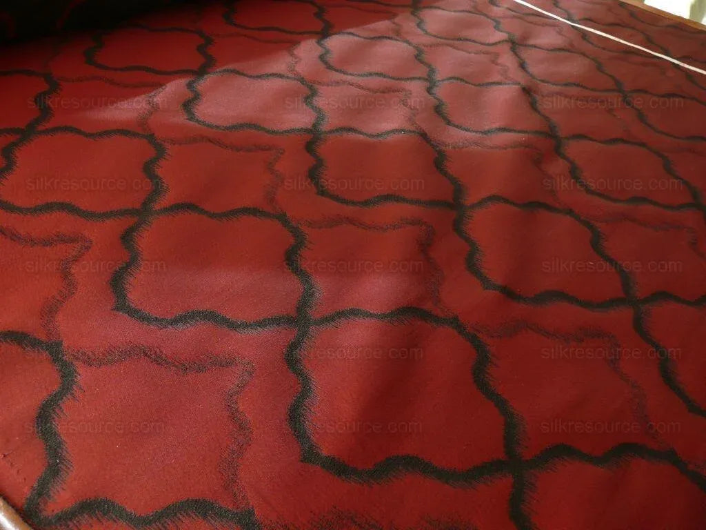 American Silk Mills Celtic Ogee Diamond Lattice Black On Crimson Red by American Silk Mills