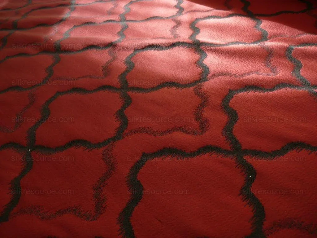 American Silk Mills Celtic Ogee Diamond Lattice Black On Crimson Red by American Silk Mills