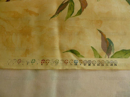 8.875y Exotic Cotton Print Birds &amp; Lychee Fruit Tree Yellow#1144