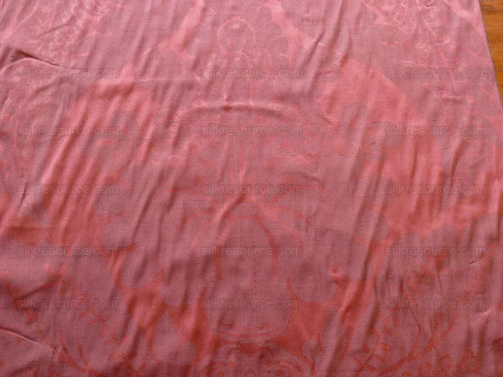 Antique Bolt! 20y 100% Silk Damask Hunter Damask Burgundy Red