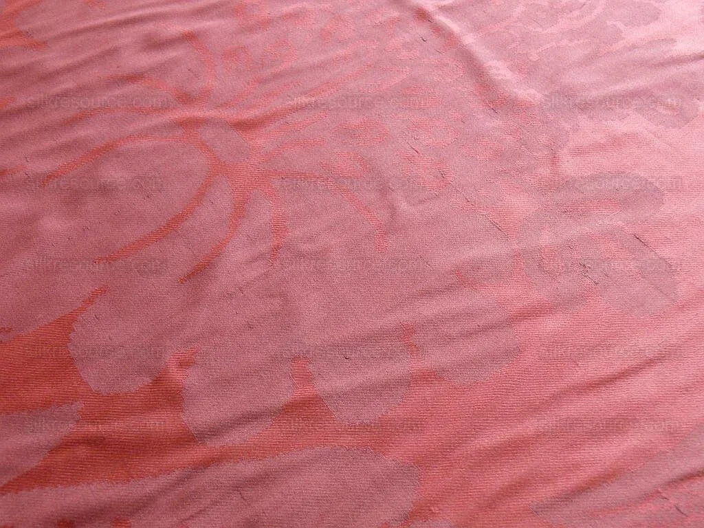 Antique Bolt! 20y 100% Silk Damask Hunter Damask Burgundy Red