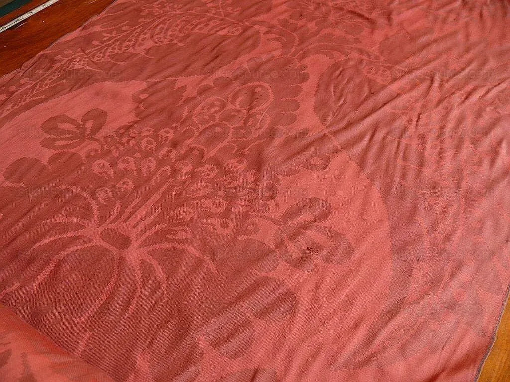 Antique Bolt! 20y 100% Silk Damask Hunter Damask Burgundy Red