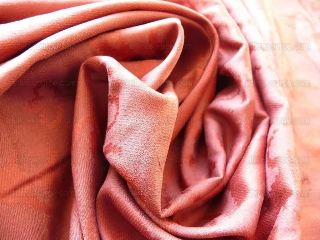 Antique Bolt! 20y 100% Silk Damask Hunter Damask Burgundy Red