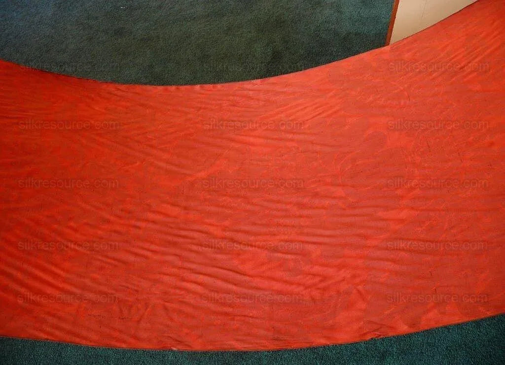 Antique Bolt! 20y 100% Silk Damask Hunter Damask Burgundy Red