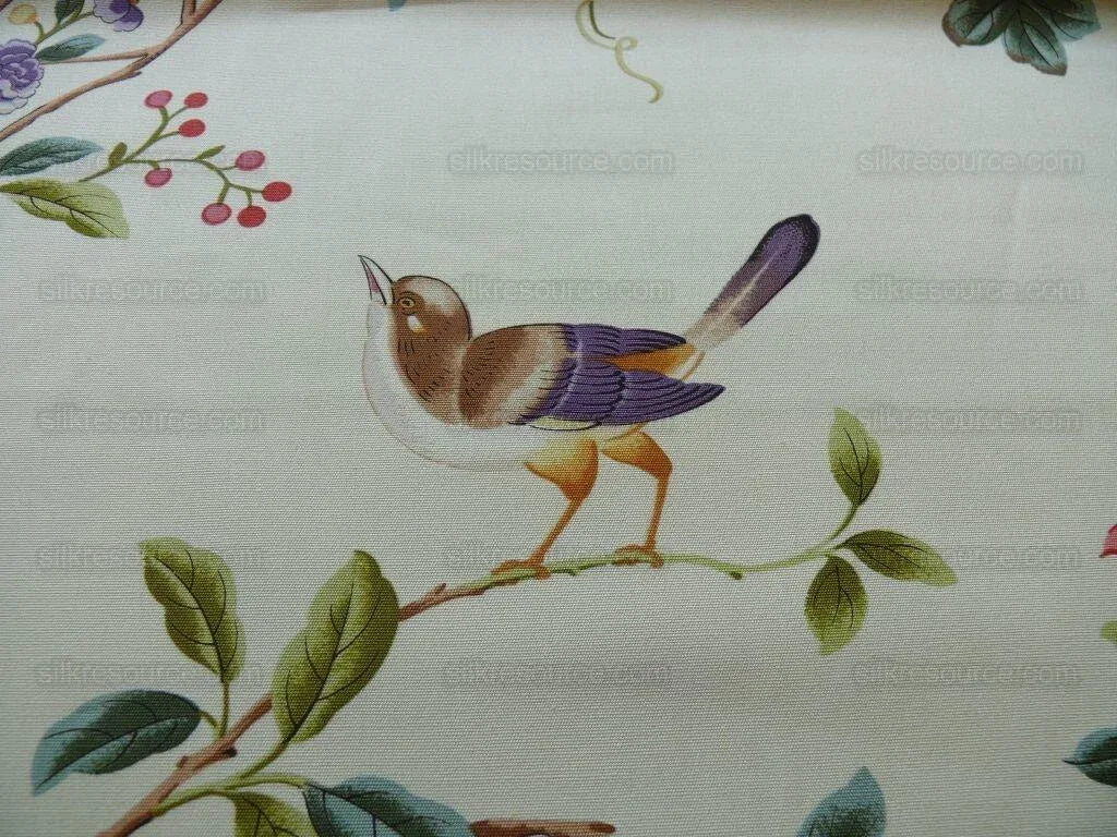 1.05y Brunschwig &amp; Fils Silk Road Bird Flower Butter Pale Y