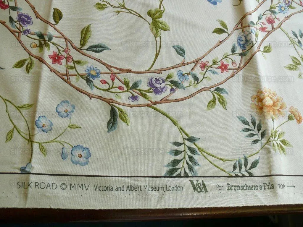 1.05y Brunschwig &amp; Fils Silk Road Bird Flower Butter Pale Y