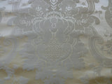 HiEND DESIGNER 100% SILK RENAISSANCE DAMASK "PEARL" WHITE