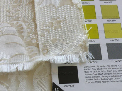 High End Designer Colette's Abby 100% Silk Renaissance Damask "pearl" Pure Bright White