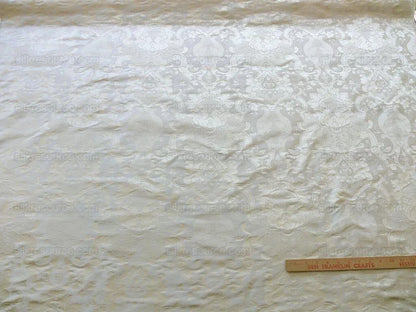 High End Designer Colette's Abby 100% Silk Renaissance Damask "pearl" Pure Bright White