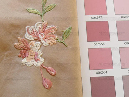0.25 Y Lee Jofa Fleurir Silk Sand Pale Gold With Pink Flower Embroidery MSRPUSD188/Y