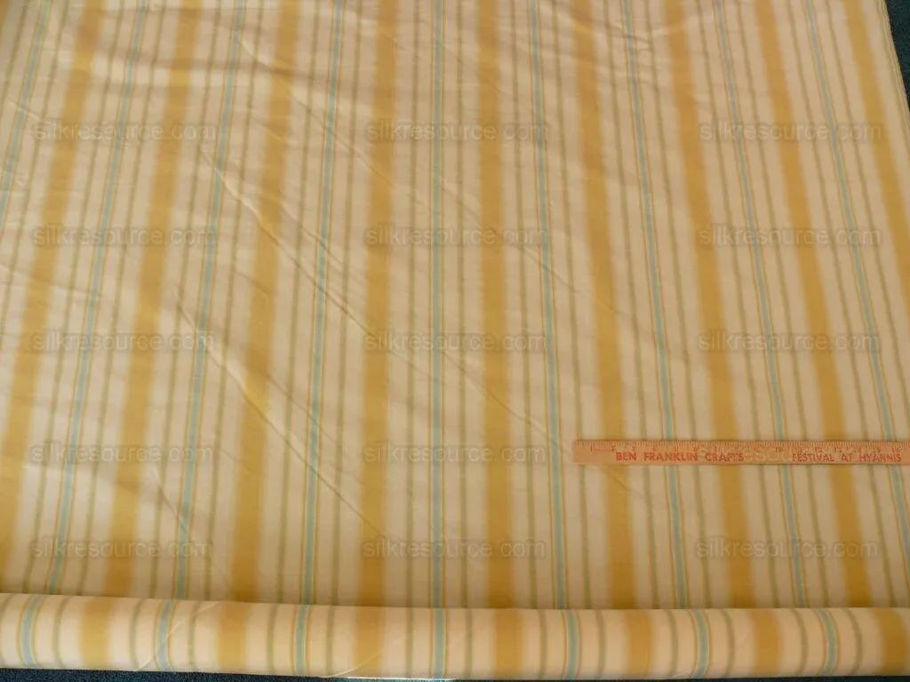 Scalamandre Pimlico Cotton/silk Striped Taffeta Yellow Blue &amp; Ivory MSRP USD139/yard