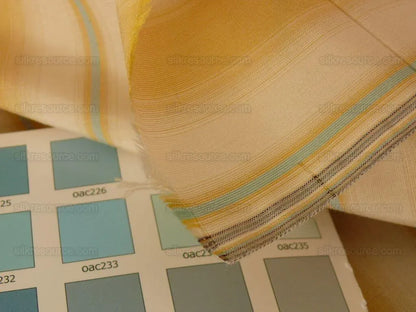 Scalamandre Pimlico Cotton/silk Striped Taffeta Yellow Blue &amp; Ivory MSRP USD139/yard