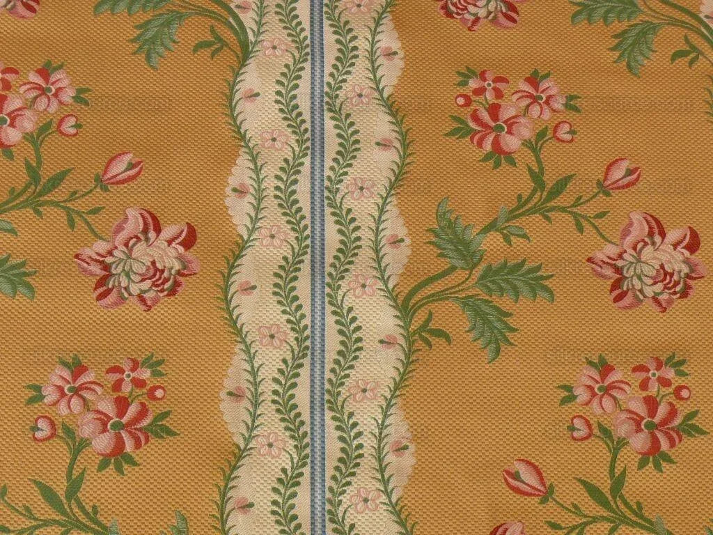 1.8y Scalamandre Green Red Pink Lace Lampas On Bronze "zoe"