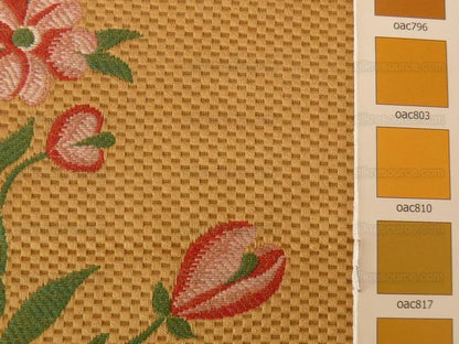 1.8y Scalamandre Green Red Pink Lace Lampas On Bronze "zoe"