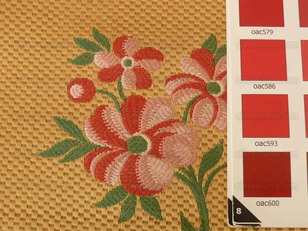 1.8y Scalamandre Green Red Pink Lace Lampas On Bronze "zoe"