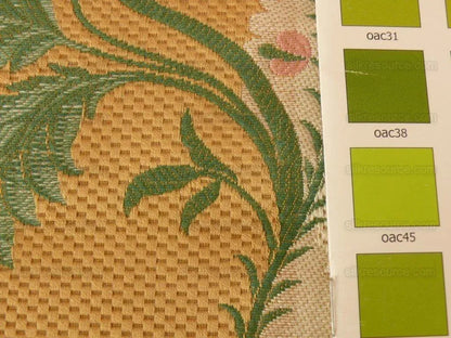 1.8y Scalamandre Green Red Pink Lace Lampas On Bronze "zoe"