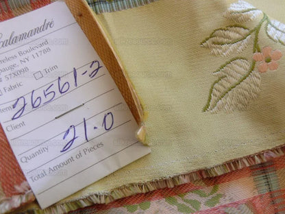 Scalamandre Madame Rose Martinale Lite Butter Pink Roses Blue Stripe