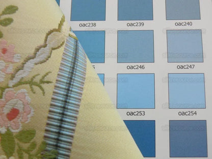 Scalamandre Madame Rose Martinale Lite Butter Pink Roses Blue Stripe