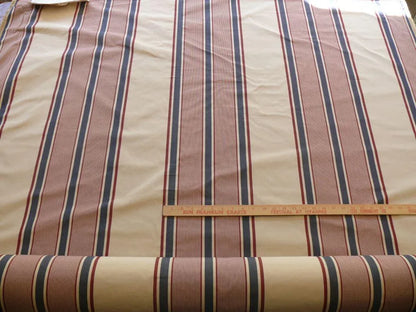 BY YD LEE JOFA MILANESE STRIPE GARNET RED  BLUE ON WHITE COTTON