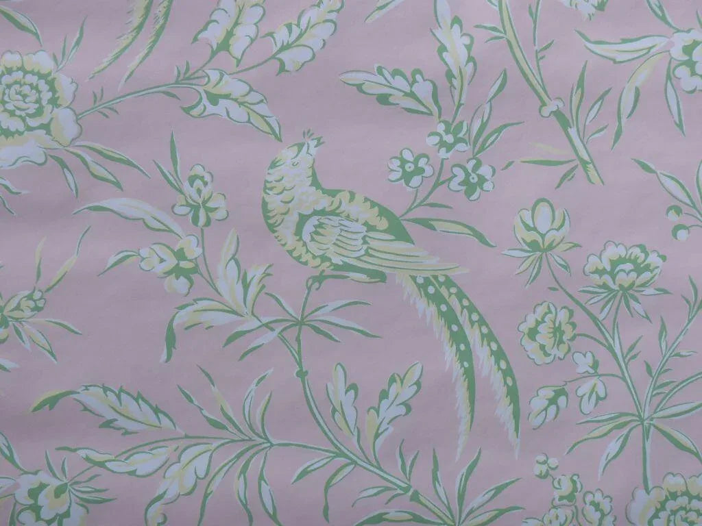 SCALAMANDRE "AVIARY" WALLPAPER BIRD CHINIOSERIE PINK SINGLE ROLL