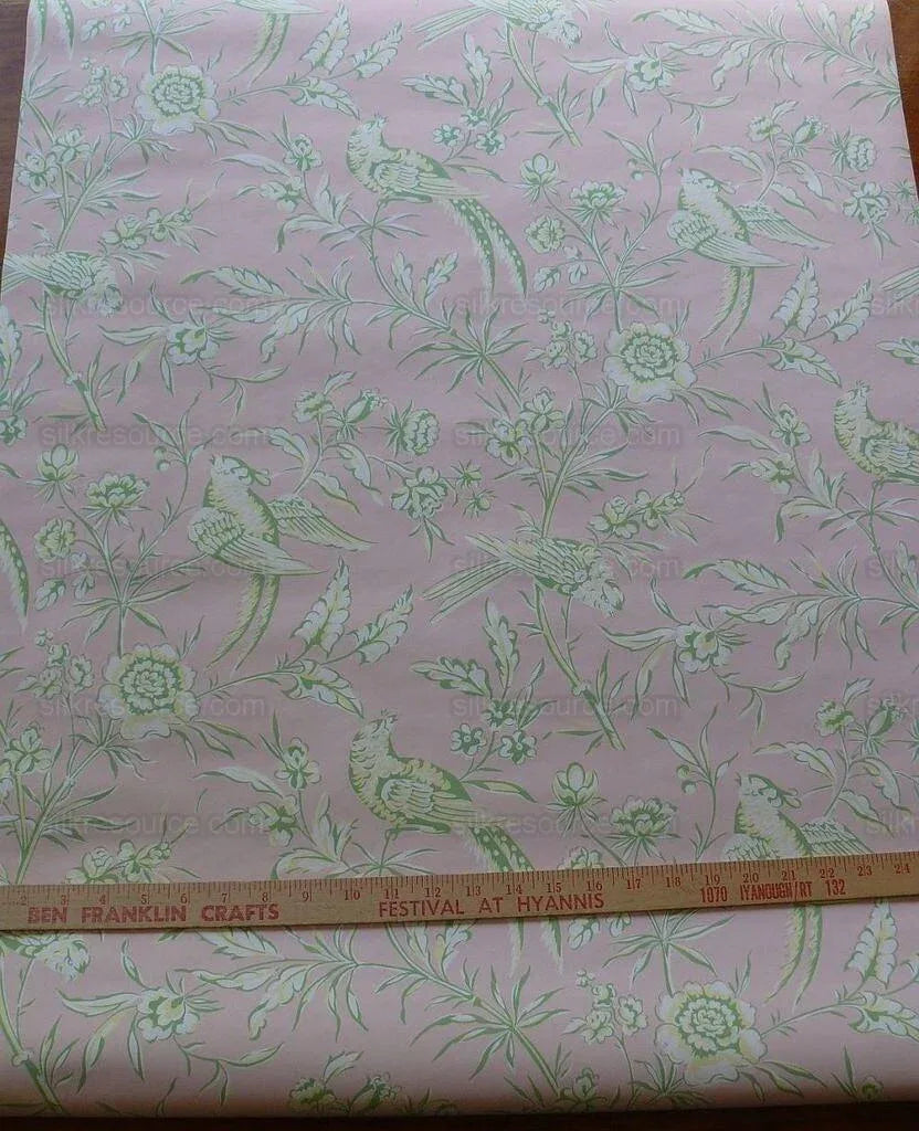Scalamandre "aviary" Wallpaper Bird Chinioserie Pink Single Roll