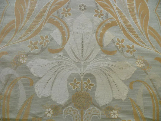 HARSEY 100% SILK SCOMA ART DECO IRIS WILLIAM MORRIS AQUA BLUE