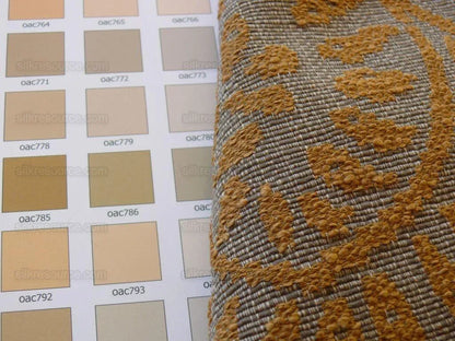 Scalamandre Arbois Jacquard Umber &amp; Ochre Gold Trees Curvy Fern Leaves Heavy Cotton Tapestry MSRPUSD 219/Y