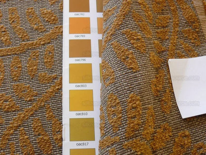 Scalamandre Arbois Jacquard Umber &amp; Ochre Gold Trees Curvy Fern Leaves Heavy Cotton Tapestry MSRPUSD 219/Y