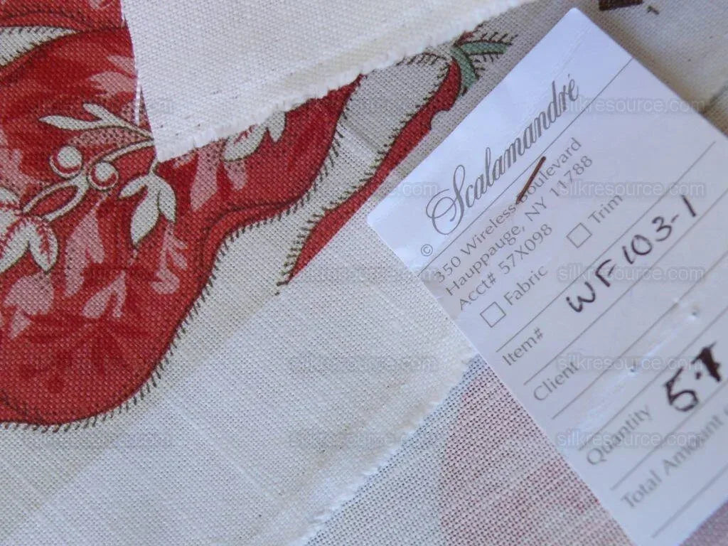 5.7y Scalamandre "gillian" Printed Linen Foliage Jacobean Red MSRP USD239/y