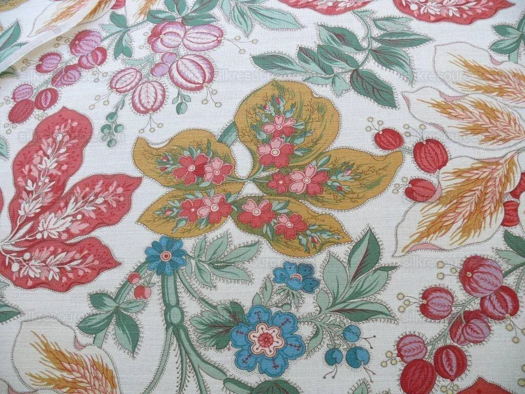 5.7y Scalamandre "gillian" Printed Linen Foliage Jacobean Red MSRP USD239/y