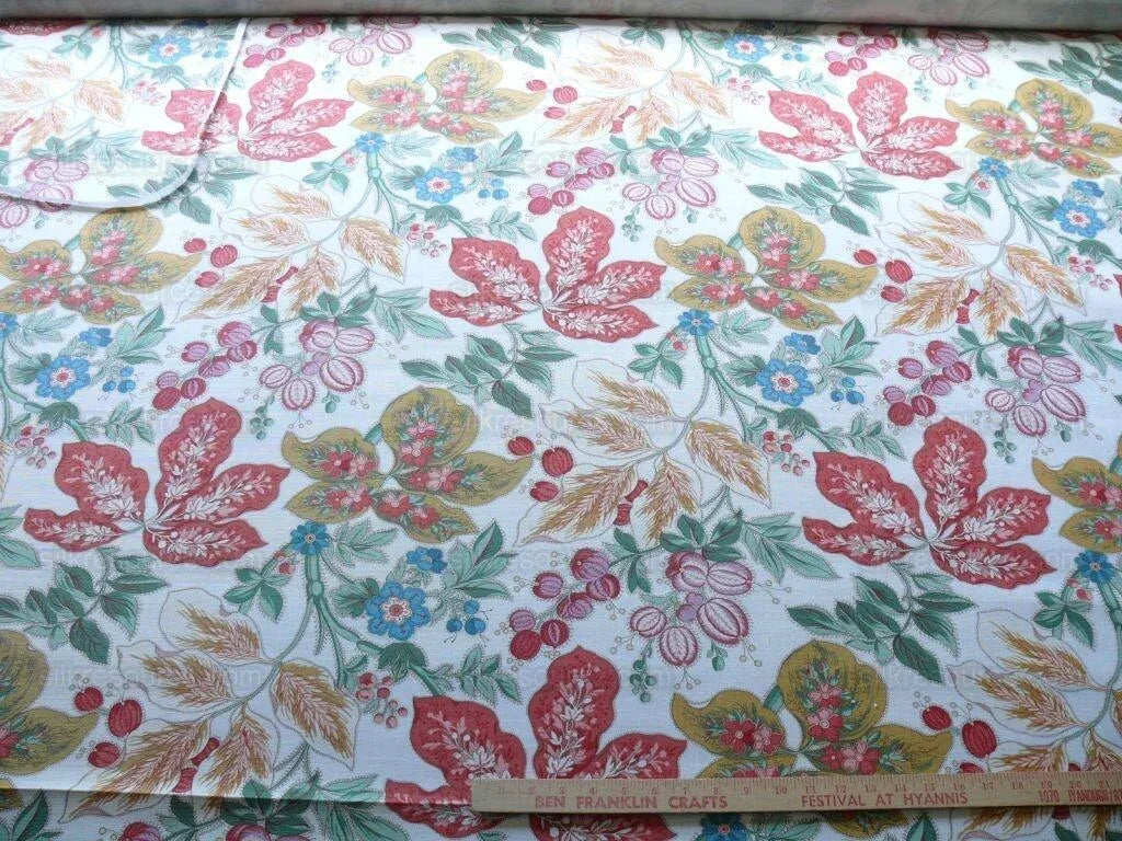 5.7y Scalamandre "gillian" Printed Linen Foliage Jacobean Red MSRP USD239/y
