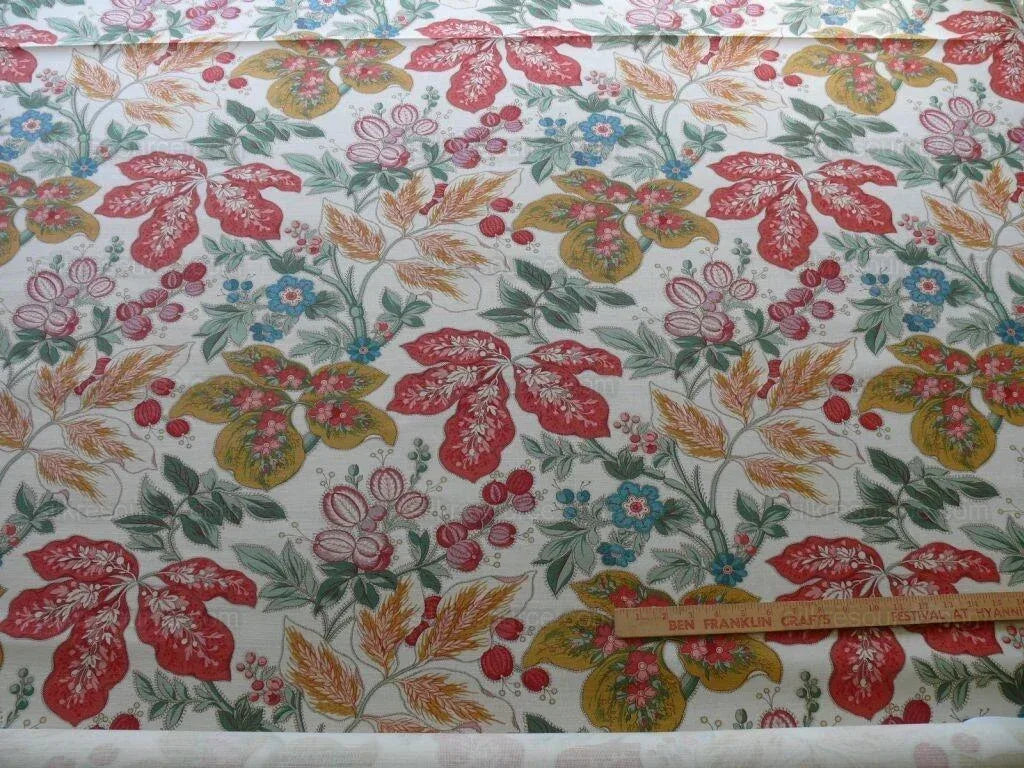 5.7y Scalamandre "gillian" Printed Linen Foliage Jacobean Red MSRP USD239/y