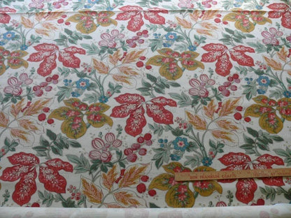 5.7y Scalamandre "gillian" Printed Linen Foliage Jacobean Red MSRP USD239/y