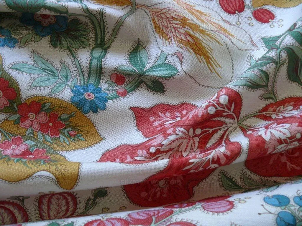 5.7y Scalamandre "gillian" Printed Linen Foliage Jacobean Red MSRP USD239/y